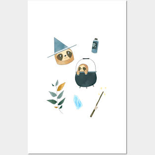 Magical Forest Sloth Witch Posters and Art